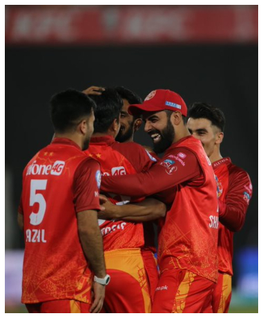 Shadab Khan appreciating his bowler